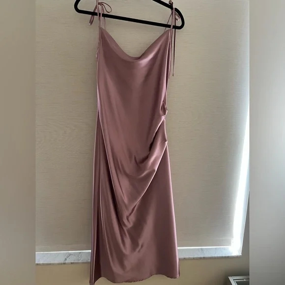 open lace back dress Solid Light Purple Satin Classic Long Dress main image 1